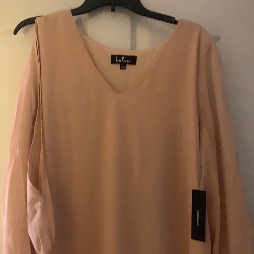 Lulus shift blush pink long sleeve dress